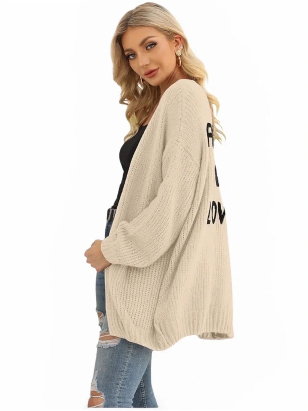 PRETTYGARDEN Women's Long Sleeve Open Front Knit Cardigan - Picture 5 of 7